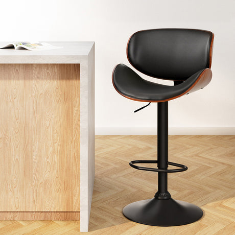 Artiss Bar Stools Kitchen Leather Barstools Swivel Gas Lift Vintage Chairs Black