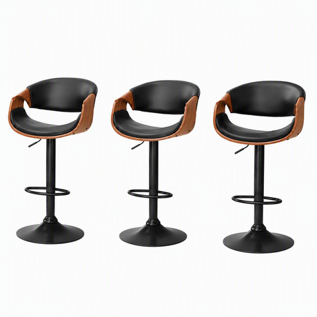 Artiss Bar Stools X3 Kitchen Counter Chair Gas Lift Swivel PU Ambrus Black