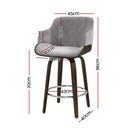 Artiss Bar Stools Set of 3 Kitchen Wooden Bar Stool Dining Chair Swivel Velvet
