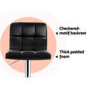 Artiss 2x Bar Stools Leather Gas Lift Black