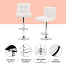 Artiss 4x Bar Stools Leather Gas Lift White