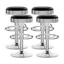 Artiss 4x Bar Stools Leather Padded Gas Lift Silver