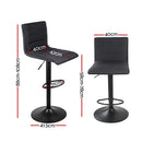 Artiss 2x Bar Stools Gas Lift Linen Fabric Black