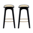 Artiss 2x Bar Stools Rattan Counter Kitchen Dinning Chair Bamboo Saddle Black