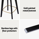 Artiss 2x Bar Stools Rattan Counter Kitchen Dinning Chair Bamboo Saddle Black
