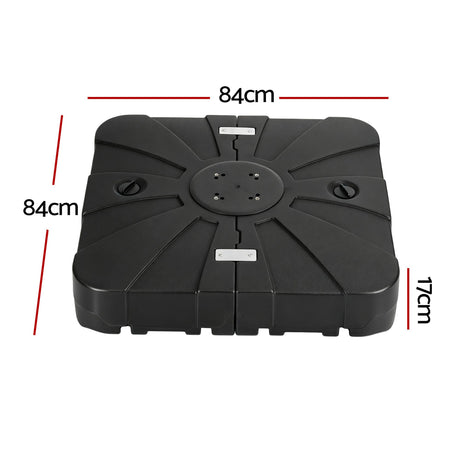 Instahut Outdoor Umbrella Base 2 Fillable 60kg Cantilever Umbrella Base with Wheels 84cm