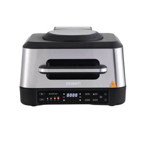 Devanti 5-in-1 Electric BBQ Grill Air Fryer, 2200W 8L Smart Thermometer