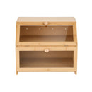 Artiss Bamboo Bread Box 2-Tier Kitchen Countertop Storage 39cm Natural