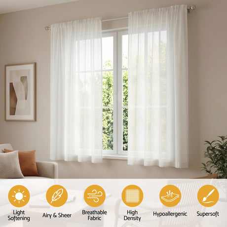 Artiss Blockout Curtains 2X 132x160cm Light Filtering Window Drapes Rod Pocket