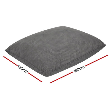 Artiss 3 in 1 Bean Bag Chair Cover (No Filler) Convertible Bean Bag for Adults, Corduroy Stuffed Animal Storage Bean Bag Cover Washable for Living Room Bedroom, Grey