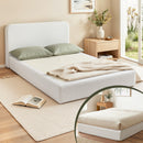Artiss Compression Bed Frame Double Size No Assembly Vacuum High Density Sponge Boucle Cream White