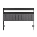 Artiss Queen Headboard Charging Station Storage LED Light Grey Upholstered