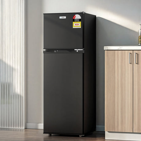 Devanti 122L Two Door Bar Fridge Mini Fridge with Freezer Black