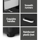 Artiss 2X Bedside Table 2 Drawers Side Table Leather - CADEN Black
