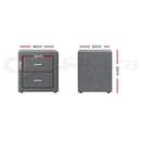 Artiss 2X Bedside Table 2 Drawers Side Table Fabric - CADEN Grey