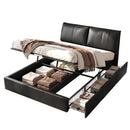 Artiss King Bed Frame Gas Lift Storage 3 Drawers Adjustable Headboard Platform Bed Black