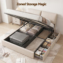 Artiss Queen Bed Frame Gas Lift Storage 3 Drawers Adjustable Headboard Platform Base