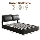Artiss Queen Bed Frame Gas Lift Storage 3 Drawers Adjustable Headboard Platform Bed Black
