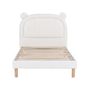 Artiss Kids King Single Bed Frame Bear Ears Headboard Upholstered Leather Platform Bed for Child