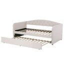 Artiss King Single Daybed Velvet Trundle Bed Frame Tufted Guest Bed