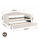 Artiss King Single Daybed Velvet Trundle Bed Frame Tufted Guest Bed