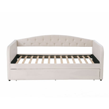 Artiss King Single Daybed Velvet Trundle Bed Frame Tufted Guest Bed