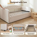 Artiss King Single Daybed Velvet Trundle Bed Frame Tufted Guest Bed