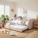 Artiss King Single Daybed Velvet Trundle Bed Frame Tufted Guest Bed