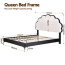 Artiss Queen Bed Frame with Adjustable Shell Headboard and PVC Upholstery