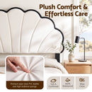 Artiss Queen Bed Frame with Adjustable Shell Headboard and PVC Upholstery