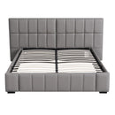 Artiss Queen Size Upholstered Gas Lift Bed Frame with Foldable Bench PVC Leather Platform Bed with Storage