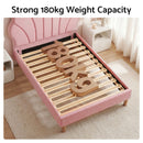 Artiss Single Bed Frame Scallop Upholstered Headboard Pink Velvet Platform Base Support up to 180kg
