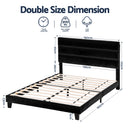 Artiss Double Bed Frame Upholstered Platform Base with Geometric Headboard Black Velvet
