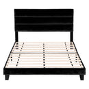 Artiss Double Bed Frame Upholstered Platform Base with Geometric Headboard Black Velvet