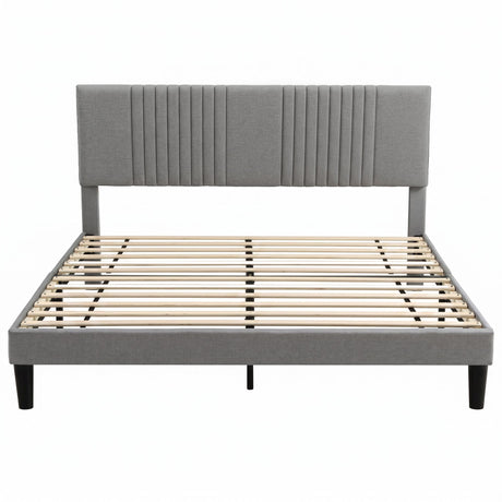 Artiss King Bed Frame with Adjustable Headboard, Grey, 300kg Capacity