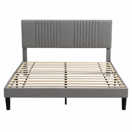 Artiss Queen Bed Frame with Adjustable Headboard, Grey, 300kg Capacity