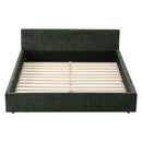 Artiss Double Bed Frame Chenille Heavy Duty Platform Base Green 300kg Support No Box Spring Needed