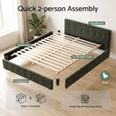 Artiss Double Bed Frame Chenille Heavy Duty Platform Base Green 300kg Support No Box Spring Needed