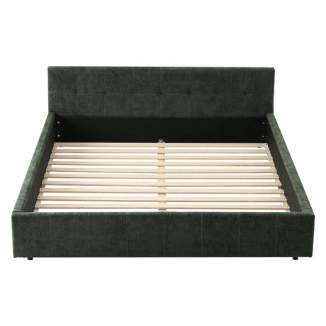 Artiss Queen Bed Frame Chenille Heavy Duty Platform Base Green 300kg Support No Box Spring Needed