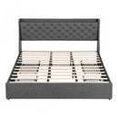 Artiss King Bed Frame with 4 Storage Drawers and Charging Station Tufted Wingback Headboard 300kg Loads Charcoal Grey