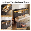 Artiss Double Bed Frame with 2 Storage Drawers & Headboard, USB Charging Station, RGB LED Light