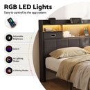 Artiss Double Bed Frame with 2 Storage Drawers & Headboard, USB Charging Station, RGB LED Light