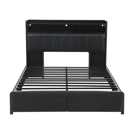 Artiss Double Bed Frame with Storage Headboard, 2 Drawers, Charging Station LED Light