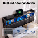 Artiss King Bed Frame with Storage Headboard, 2 Drawers, Charging Station & LED Light