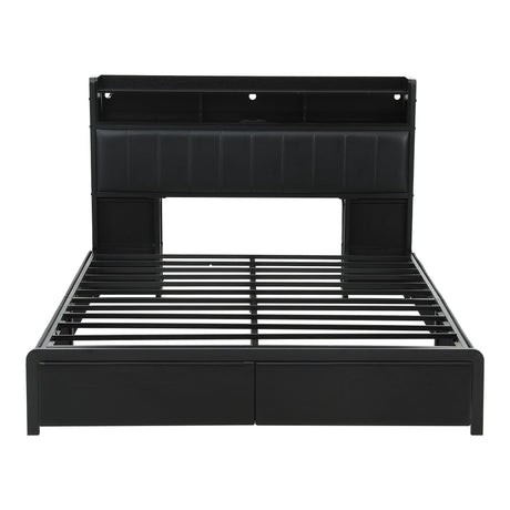 Artiss Queen Bed Frame with Storage Headboard, 2 Drawers, Charging Station& LED Light