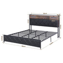Artiss King Bed Frame with LED Lights and Storage Headboard Charging Station