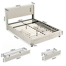 Artiss Double Bed Frame with Charging Station and Storage Drawers Beige 300KG Noise Free