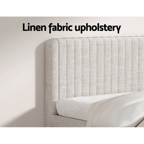 Artiss BedStory King Bed Frame with Mattress Set Platform Base Pocket Coil Linen Upholstered