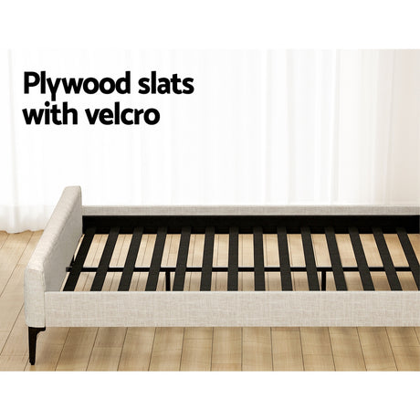 Artiss BedStory King Bed Frame with Mattress Set Platform Base Pocket Coil Linen Upholstered