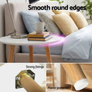 Artiss Double Bed Frame and Round Coffee Table Set Pink Velvet Bedhead with Wooden Side Table